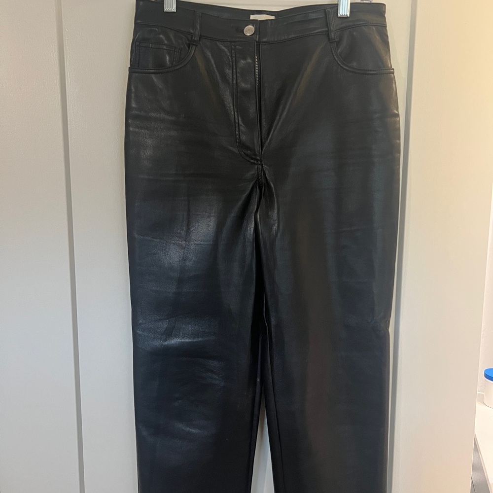 Aritzia Melina Pants Black High-Waisted Vegan Leather Women